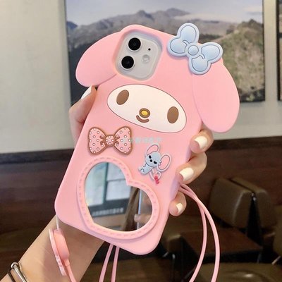 iphone11手機殼iphone蘋果11手機殼iphone11硅膠x可愛卡通美樂蒂xr個性xsmax少女補妝鏡8plus創意鏡面全包防