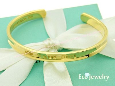 《Eco-jewelry》【Tiffany&amp;Co】經典款 18K金1837系列窄版開口手環~專櫃真品 未使用