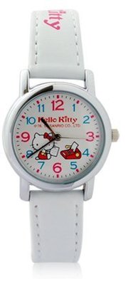 [時間達人] Hello Kitty KT570 三麗鷗正版授權 凱蒂貓傳真數字刻度腕錶 - 白色