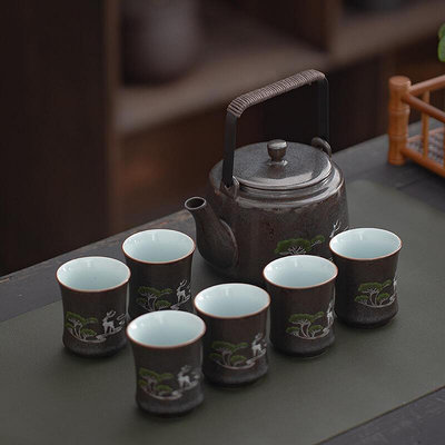 陶瓷中式功夫茶具套裝提梁壺茶杯簡約家用茶海泡茶壺大容量