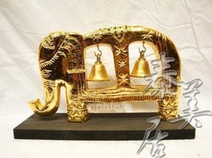 INPHIC-宗教 東南亞家居飾品 泰式工藝品 木雕擺飾 家居擺設大象雙鈴鐺