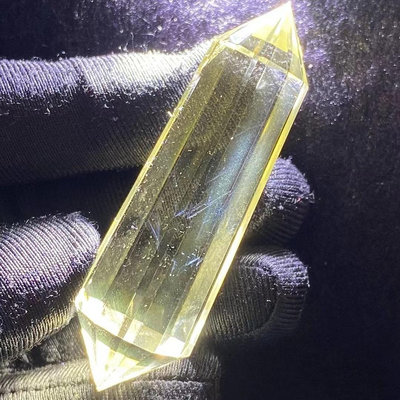 天然水晶黃水晶藍針雙尖多棱柱靈擺 59*17mm 23.7克