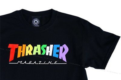 【 K.F.M 】THRASHER RAINBOW MAG T-Shirt 美國圓筒Tee 彩色字體 短T 短袖 黑色