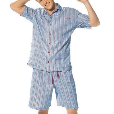 【西班牙MAAX】(9680)男性時尚休閒居家服高級府綢睡衣套 (經典條)