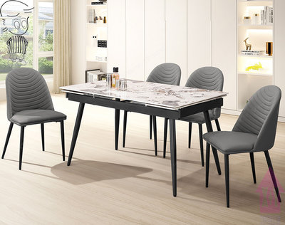 【X+Y】艾克斯居家生活館             現代餐桌椅系列-青花瓷 拉合岩板餐桌.不含餐椅.黑砂鐵桌腳.摩登家具