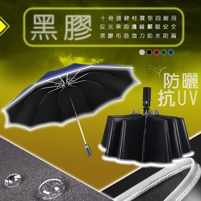 十骨黑膠自動晴陽傘 超大傘 折疊傘 自動傘 遮陽傘 抗UV 自動摺疊雨傘 大傘面黑膠傘 傘 雨傘
