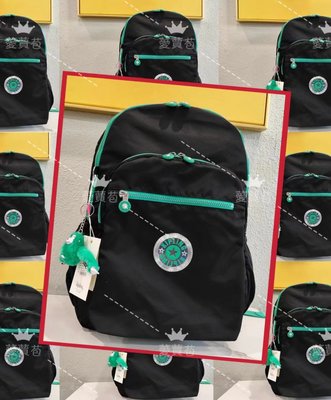 薆蕒苞 kipling猴子包 K21305 後背包 預購 凱普林 美國 限定款 綠黑色 運動包 電腦包 大容量兩旁可收納