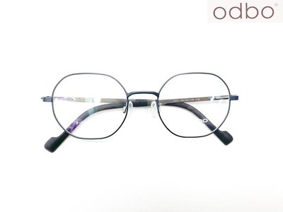 光寶眼鏡城(台南) odbo 八角型鈦ip眼鏡*od1824 /C4k,消光藍色,專利無螺絲彈簧腳,
