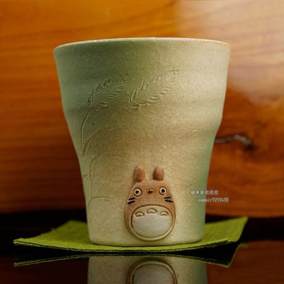 JP購✿日本製 手工 信樂燒 陶杯 龍貓 蒲葦綠 宮崎駿 TOTORO 杯子 茶杯 咖啡杯 16040900003
