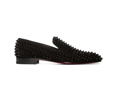 [全新真品代購] Christian Louboutin 經典款 鉚釘 黑色麂皮 樂福鞋 / 紅底鞋