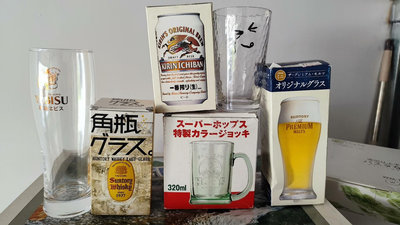 日本制造啤酒杯 玻璃杯 發泡杯 suntory asahi