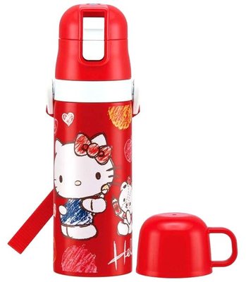 不鏽鋼兒童運動水壺 三麗鷗 Hello Kitty 凱蒂貓 470ml 輕量保溫保冷水壺 日本進口正版授權