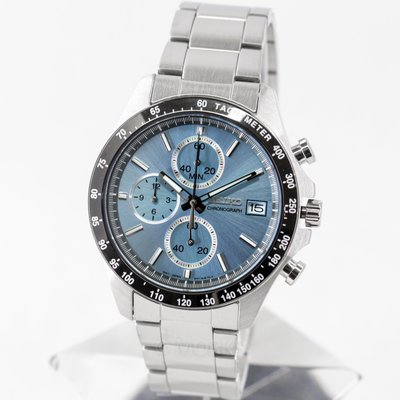SEIKO SBTR029 精工錶 手錶 41mm 三眼計時 冰川藍面盤 黑色錶圈 鋼錶帶 男錶女錶