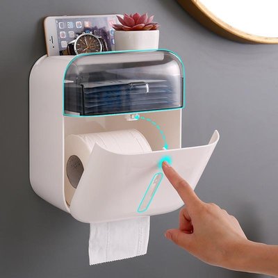 衛生間紙巾盒塑料免打孔創意抽紙盒廁所壁掛式面紙盒卷紙盒