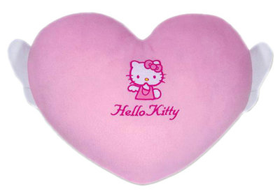 【卡漫迷】 Hello Kitty 愛心翅膀 小抱枕 ㊣版 午休枕 午安枕 靠墊 腰枕 枕頭 心形 凱蒂貓 天使造型