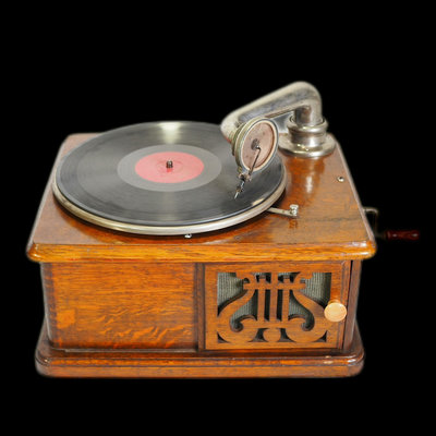 西洋古董NIPPONOPHONE桌面木箱式手搖留聲機，發貨前