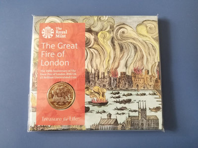 英國2016年倫敦大火2鎊卡裝紀念幣
