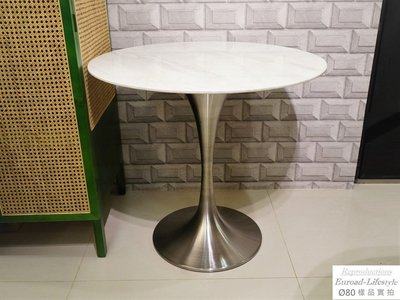 【台大復刻家具_客製尺寸】Ø80 鬱金香桌 加重不銹鋼+薄邊大理石 Saarinen Tulip Table【綠寶石】