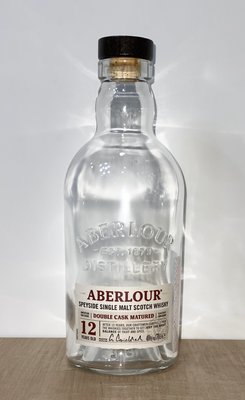 [空瓶] 亞伯樂12年雙桶單一純麥威士忌 , 700ml 空瓶 (含原蓋, 漂亮乾淨, 瓶口大器渾厚)