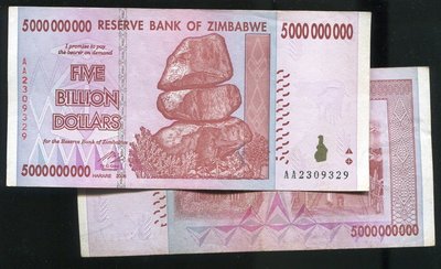 ZIMBABWE（辛巴威50億紙幣），P84 ，5-BILLION，2008，品相極美XF
