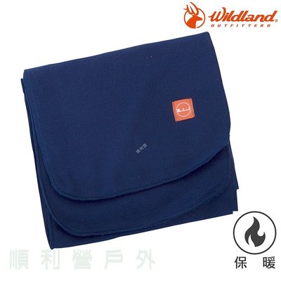荒野WILDLAND 輕柔PILE保暖圍巾 W2010 深藍色 刷毛圍巾 不易產生靜電 OUTDOOR NICE