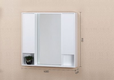 魔法廚房 台製 100cm 鏡櫃14100浴櫃 吊櫃 防水PVC發泡板 白色 可另外加燈 偏遠運費另計