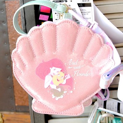 Ariel's Wish-日本東京迪士尼小美人魚愛麗兒珍珠粉立體貝殼鑰匙扣票卡夾票卡套零錢包證件套悠遊卡夾悠遊卡套-現貨