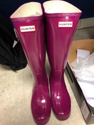 全新英國Hunter紫紅色雨靴雨鞋Uk7