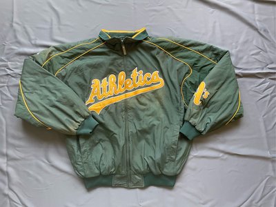 二手古著Vintage早起MLB美國大聯盟奧克蘭運動家Oakland Athletics球員版外套 SZ XL台中可面交