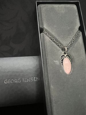 Georg Jensen 喬治傑生 2005寶石項鍊 復刻版 粉晶 玫瑰石