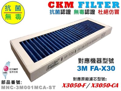 【CKM】適用 3M 淨呼吸 淨巧型 FA-X30 抗菌 無毒 PM2.5 活性碳 靜電濾網 空氣濾網 X3050-F