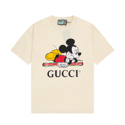 Gucci 古馳 Gucci x Disney聯名款 米奇印花超大造型短袖面料 官方同款 240克同缸染面料 NO267087