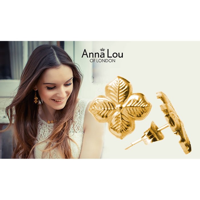Anna Lou OF LONDON 倫敦品牌 優雅幸運草花朵耳環 金色 銀色 玫瑰金耳環