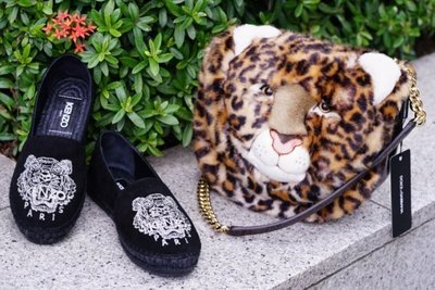 Kenzo 聖誕節限定款 Tiger Embroidered Shoes 虎頭鉛筆鞋 黑