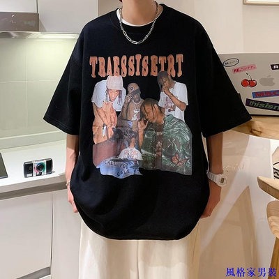M-5XL美式印花T恤男hiphop寬鬆圓領短袖上衣大尺碼【滿299元發貨】