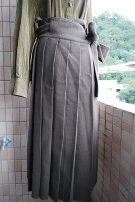 ◎羅拉快跑 全新 日本Y's 山本耀司 軍毯紮實呢料寬褶圍裹百褶長裙