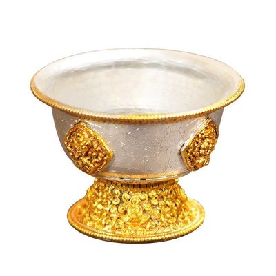 現貨熱銷-尼泊爾純銅供水杯供水碗全手工鎏金鎏銀雕刻八吉祥圣水杯一套7個嘻嘻網品點
