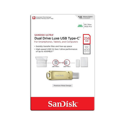 SanDisk Ultra Luxe 256G USB Type-C OTG 香檳金 雙用 隨身碟 金屬碟(SD-DDC4-GD-256G)