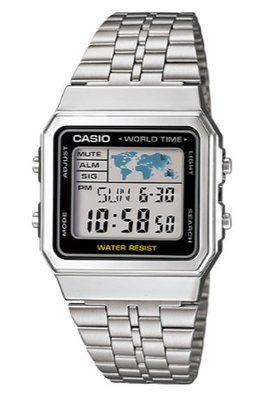 【萬錶行】CASIO 世界地圖復古 防水方錶 A500WA-1