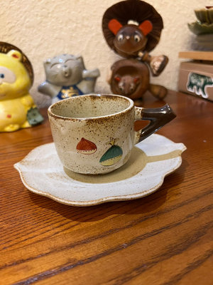 日本回流，中古瓷器，九谷，手繪，陶胎，粗陶，葉子形狀，咖啡杯