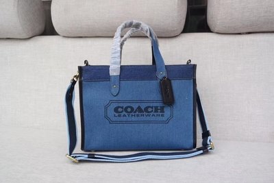 【小怡代購】 全新 COACH 88243 美國正品代購新款藍色帆布子母購物包 女式手提包 單肩包 斜跨包 超低直購