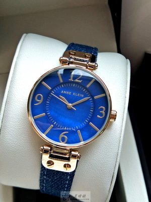 Anne Klein手錶時尚精品錶款，編號:AN00011,寶藍色錶面寶藍色牛皮錶帶款