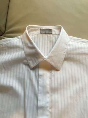 [品味人生2]保證正品Dior Homme DH 白色條紋襯衫 size 42