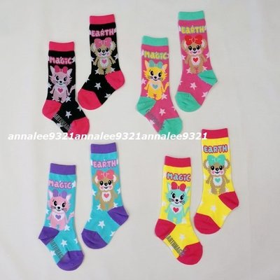 全新＊＊日本 EARTHMAGIC 粉色&amp;黃色&amp;黑色襪子～16-18CM（日本製）