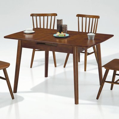 【DH】商品貨號B244-1商品名稱《H869》102~129CM橡膠實木餐桌(圖一)可伸縮收合.餐椅另計主要地區免運費