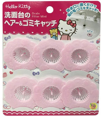 【JPGO】特價-日本進口 三麗鷗 Kitty 凱蒂貓造型 洗臉台排水濾網 6入#871