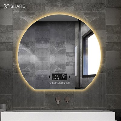 熱賣 Yishare智能鏡創意圓形梳妝臺鏡子壁掛衛生間帶燈浴室鏡led化妝鏡