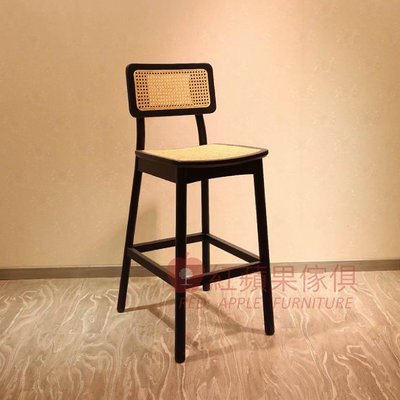 [紅蘋果傢俱] 實木家具 梣木系列 MTC828 吧檯椅 餐椅 實木吧檯椅 高腳椅 藤編椅 藤編吧檯椅