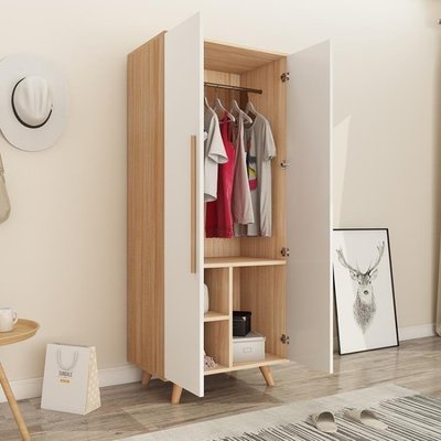 新品 -衣櫃 衣櫃收納 北歐衣櫃現代簡約經濟型臥室組裝2門簡易衣櫥成人兒童收納櫃子大AMXP