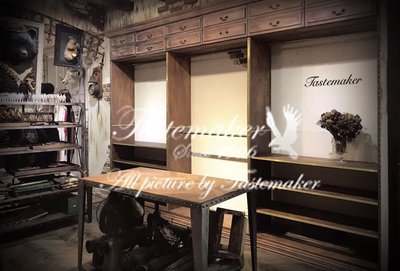 法國仿舊 TASTEMAKER LOFT工業風 鉚釘鐵框 花梨木人字拼桌 展示桌 工作桌 書桌